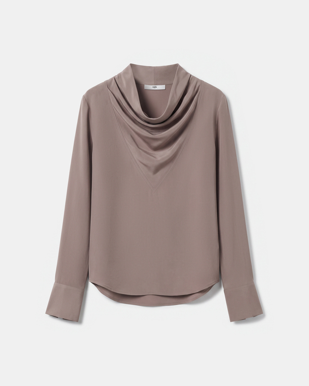 Top Tyrell Silk top with draped turtleneck and long sleeves ZAPA
