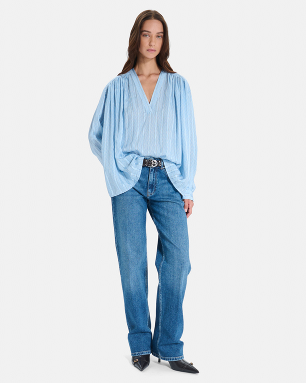Brielle Blouse Flowy long-sleeved V-neck striped blouse ZAPA