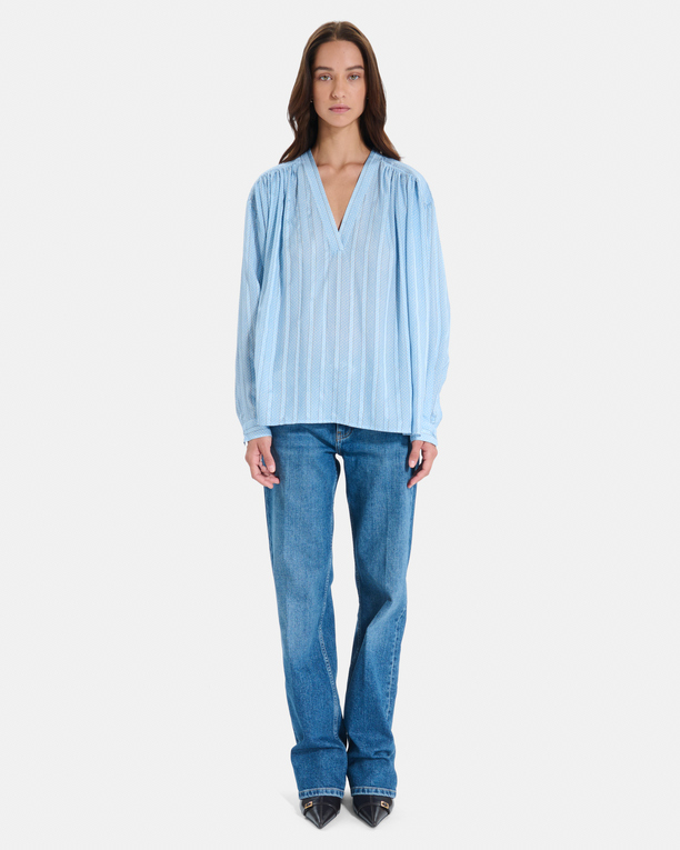 Brielle Blouse Flowy long-sleeved V-neck striped blouse ZAPA
