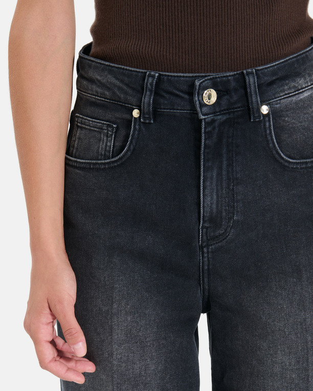 Jean Pamover Wide leg jeans in black cotton ZAPA