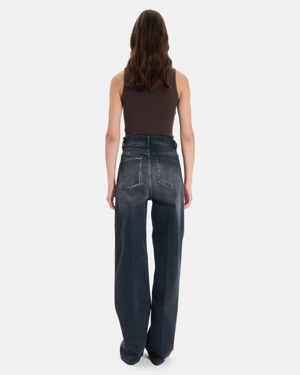Jean Pamover Wide leg jeans in black cotton ZAPA