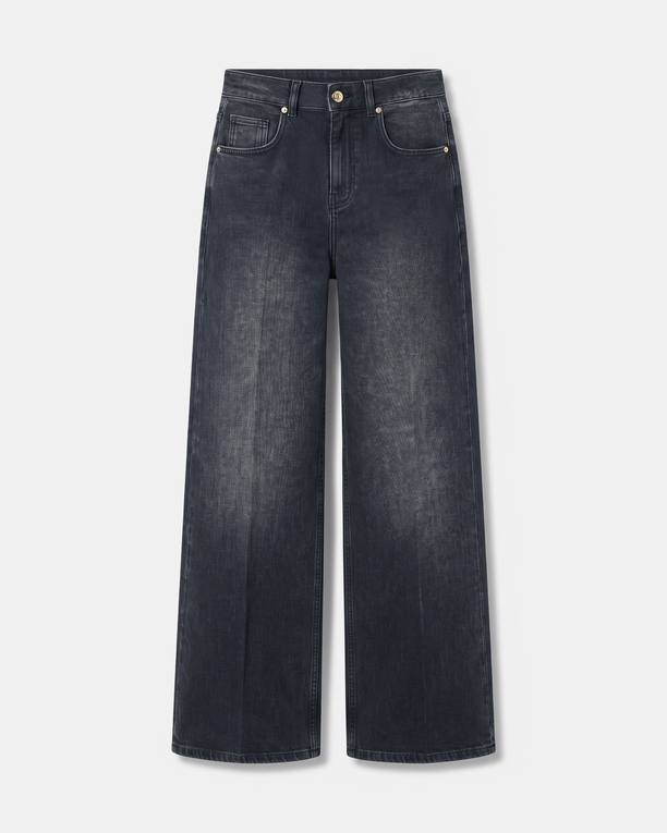 Jean Pamover Wide leg jeans in black cotton ZAPA