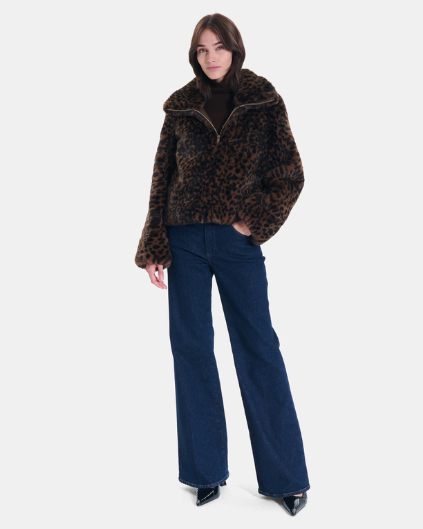 Mia Coat Leopard print zip-up short coat ZAPA