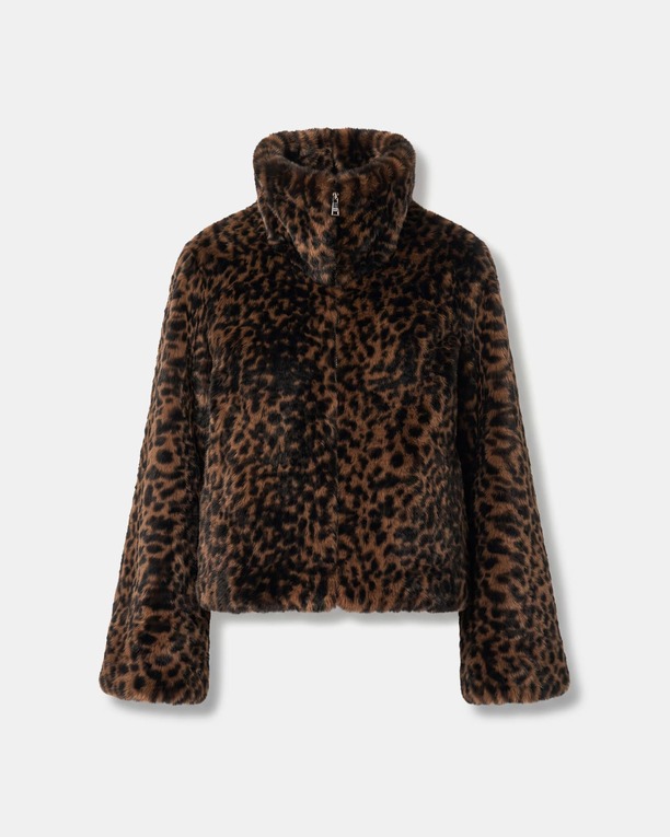 Mia Coat Leopard print zip-up short coat ZAPA
