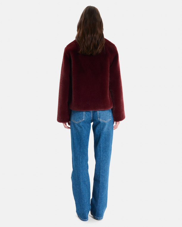 Mia Coat Short zip-up coat in carmine red ZAPA