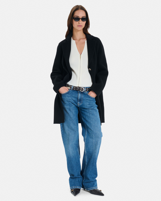 Mayra Coat Long wool coat with removable hood ZAPA