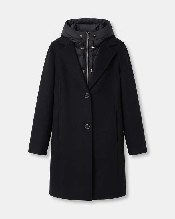 Mayra Coat Long wool coat with removable hood ZAPA