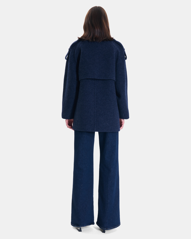 Mathilde coat Indigo wool coat with a high collar ZAPA