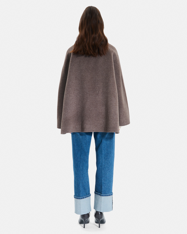 Cecilia coat Short hazelnut wool cape with a high collar ZAPA