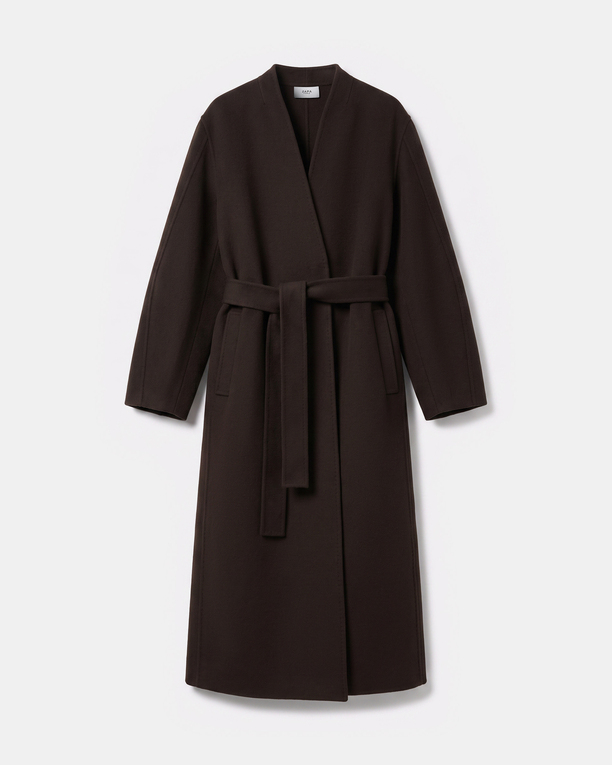 Melvyne Coat Long chocolate-colored wool coat ZAPA