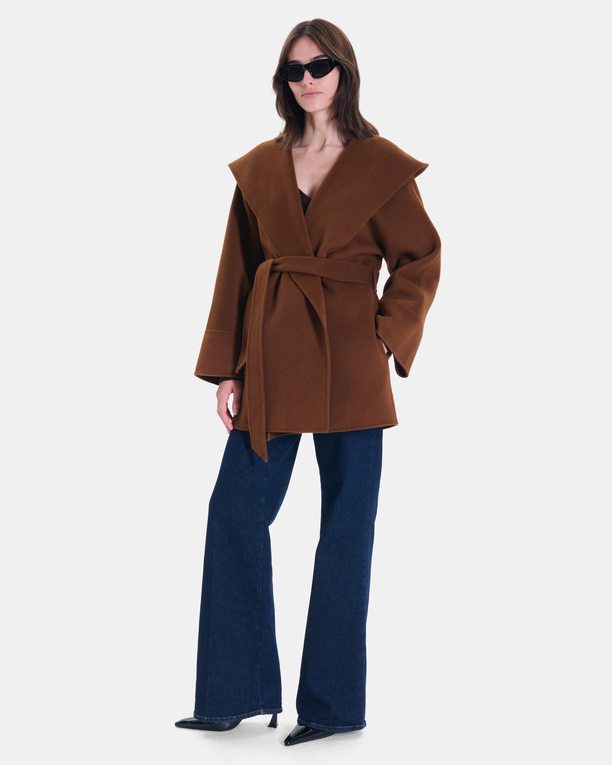 Maylone Coat Oversized tobacco wool coat ZAPA