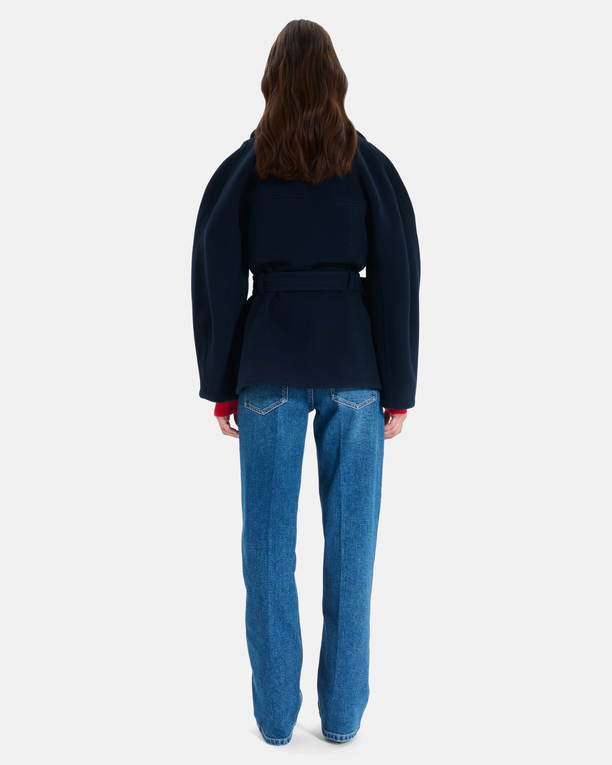 Madeleine coat Short belted coat in black wool ZAPA