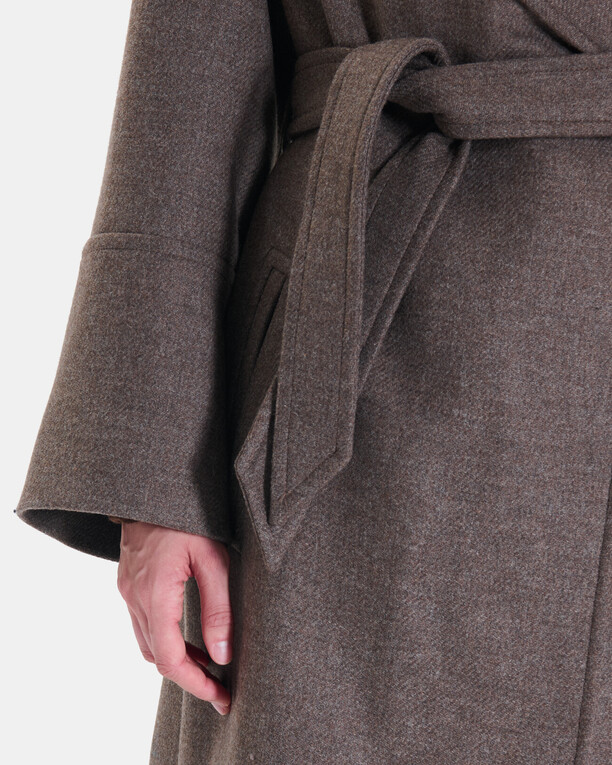 Manoli Coat Long hazelnut wool coat ZAPA