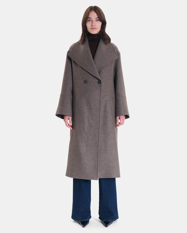 Manoli Coat Long hazelnut wool coat ZAPA
