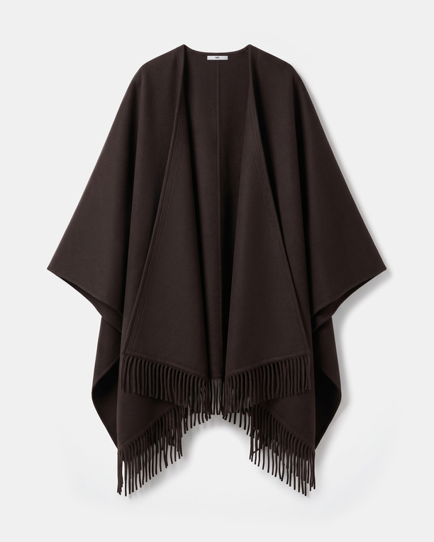 Cliff Coat Chocolate wool cape with fringe ZAPA