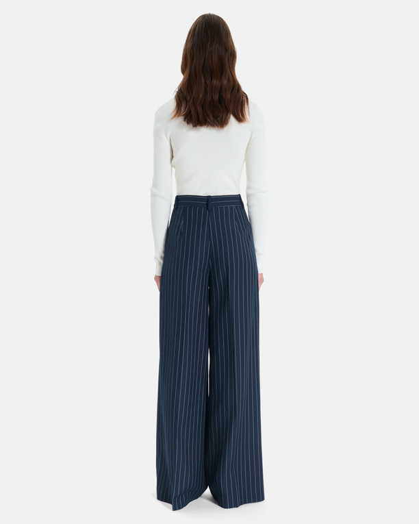 Paper Pants Wide-leg navy blue striped trousers ZAPA