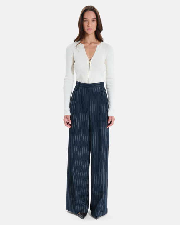 Paper Pants Wide-leg navy blue striped trousers ZAPA