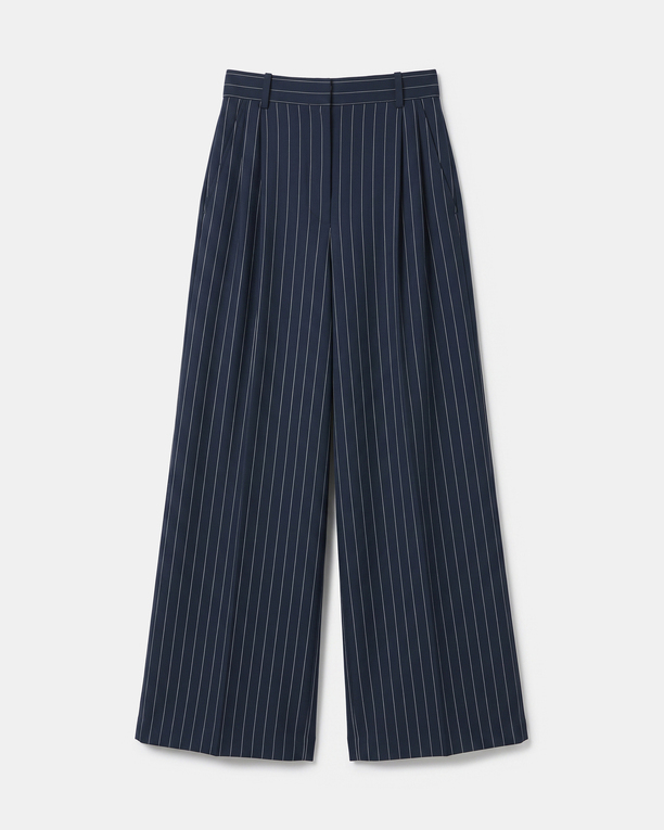 Paper Pants Wide-leg navy blue striped trousers ZAPA