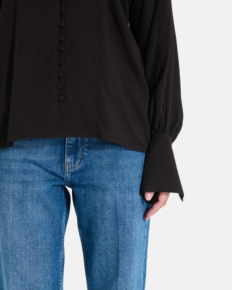 Cami shirt black shirt with long puff sleeves zapa