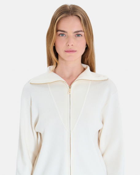 Goty vest cream ribbed v-neck cardigan zapa