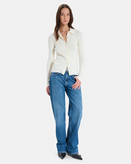 Gally vest cream knit button-up cardigan zapa
