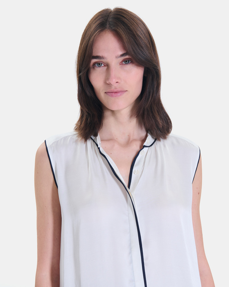 Top toby off-white sleeveless viscose top zapa
