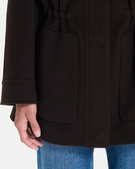 Malorie coat chocolate wool coat with removable sleeves zapa