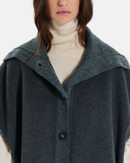 Claudia coat heather grey wool cape with a shirt collar zapa