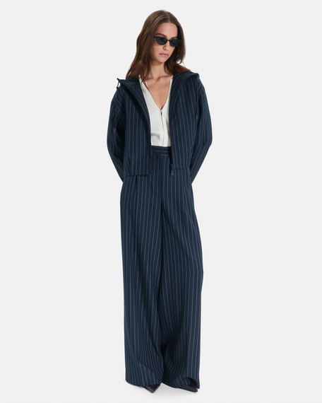 Paper pants wide-leg navy blue striped trousers zapa