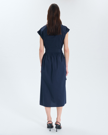 Ray Dress Navy blue buttoned midi dress ZAPA