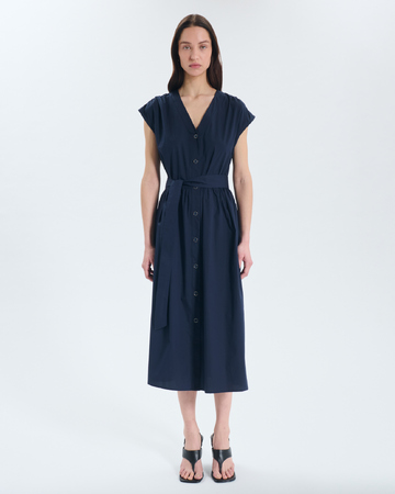 Ray Dress Navy blue buttoned midi dress ZAPA