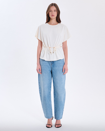 Toria Top Ecru top with a cinched waist ZAPA