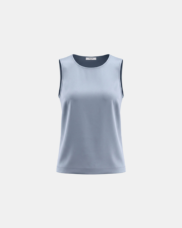 Toy Top Sleeveless satin viscose top blue denim ZAPA