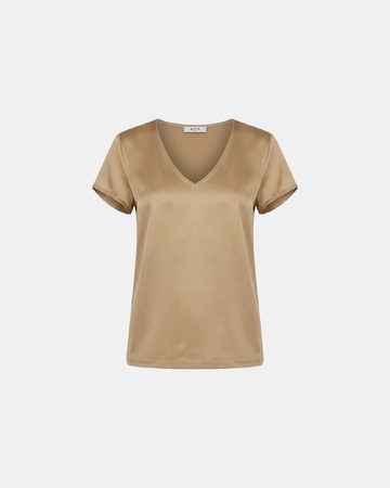 Talissement Top Sand satin viscose V-neck top ZAPA