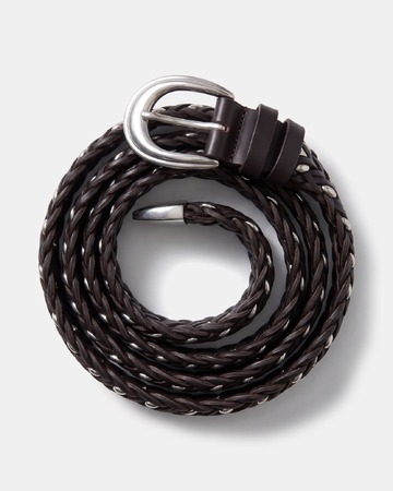 Crown Belt Chocolate braided leather belt ZAPA
