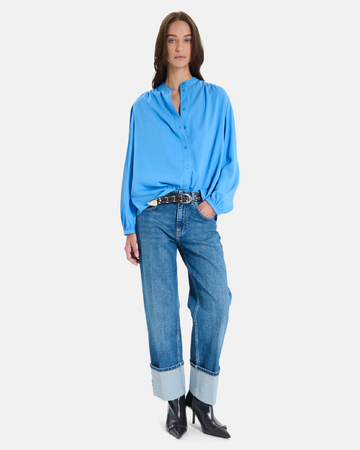 Curtis shirt Blue long-sleeved bamboo fiber shirt ZAPA