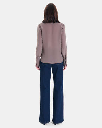 Calvyn shirt Long-sleeved silk shirt in mist ZAPA
