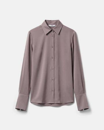 Calvyn shirt Long-sleeved silk shirt in mist ZAPA