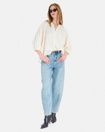 Cora shirt Cream wool loose-fitting shirt ZAPA