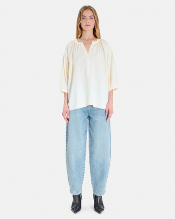Cora shirt Cream wool loose-fitting shirt ZAPA