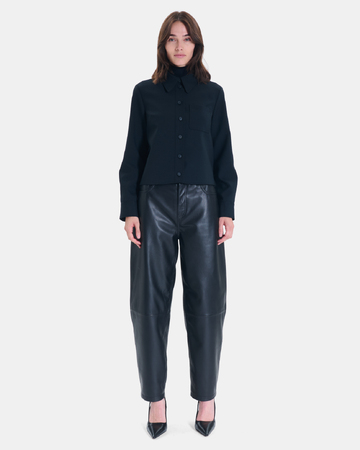 Conie Shirt Modern black shirt with a classic collar ZAPA