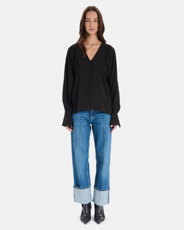 Cami Shirt Black shirt with long puff sleeves ZAPA