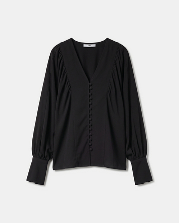Cami Shirt Black shirt with long puff sleeves ZAPA