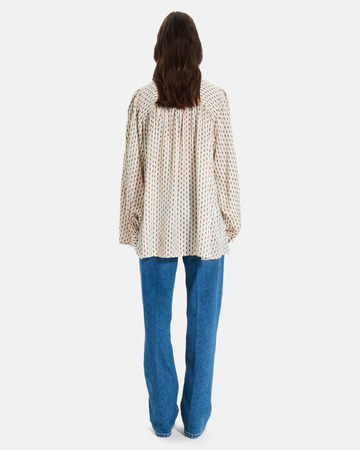 Clyde Shirt Beige geometric print flowy shirt ZAPA
