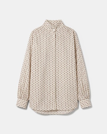 Clyde Shirt Beige geometric print flowy shirt ZAPA