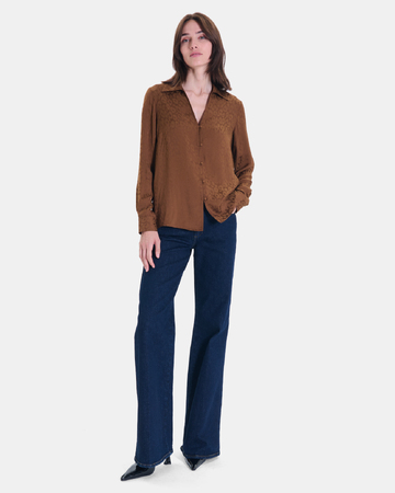 Carma shirt Straight-cut tobacco-colored shirt with a classic collar ZAPA