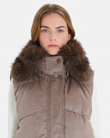 Dina down jacket Sleeveless puffer jacket in hazelnut wool ZAPA