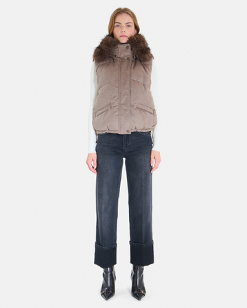Dina down jacket Sleeveless puffer jacket in hazelnut wool ZAPA