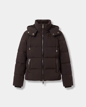 Daliane down jacket Short chocolate-colored puffer jacket with hood ZAPA
