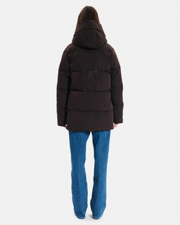 Dorice down jacket Short quilted chocolate puffer jacket with hood ZAPA
